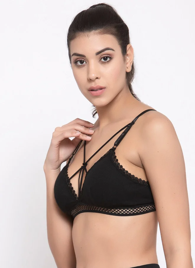ليس اند مي  Laceandme Black Front Styled Lightly Padded Bralette Bra